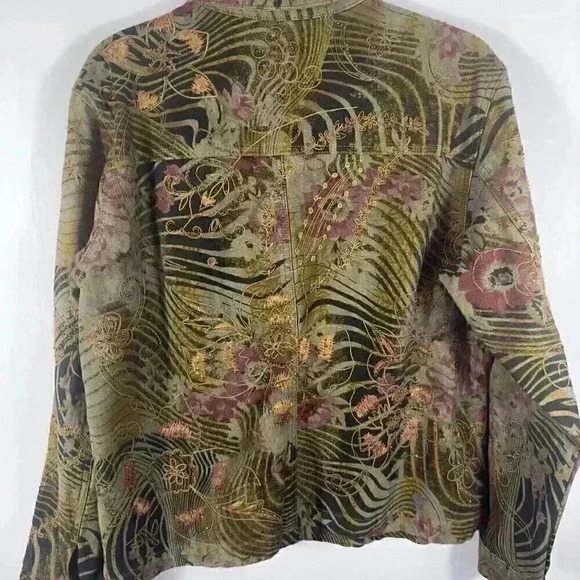 Chico’s Fashion Floral Retro Rhinestone Women Jean Jacket Size Medium Chico’s 2 - Picture 14 of 14